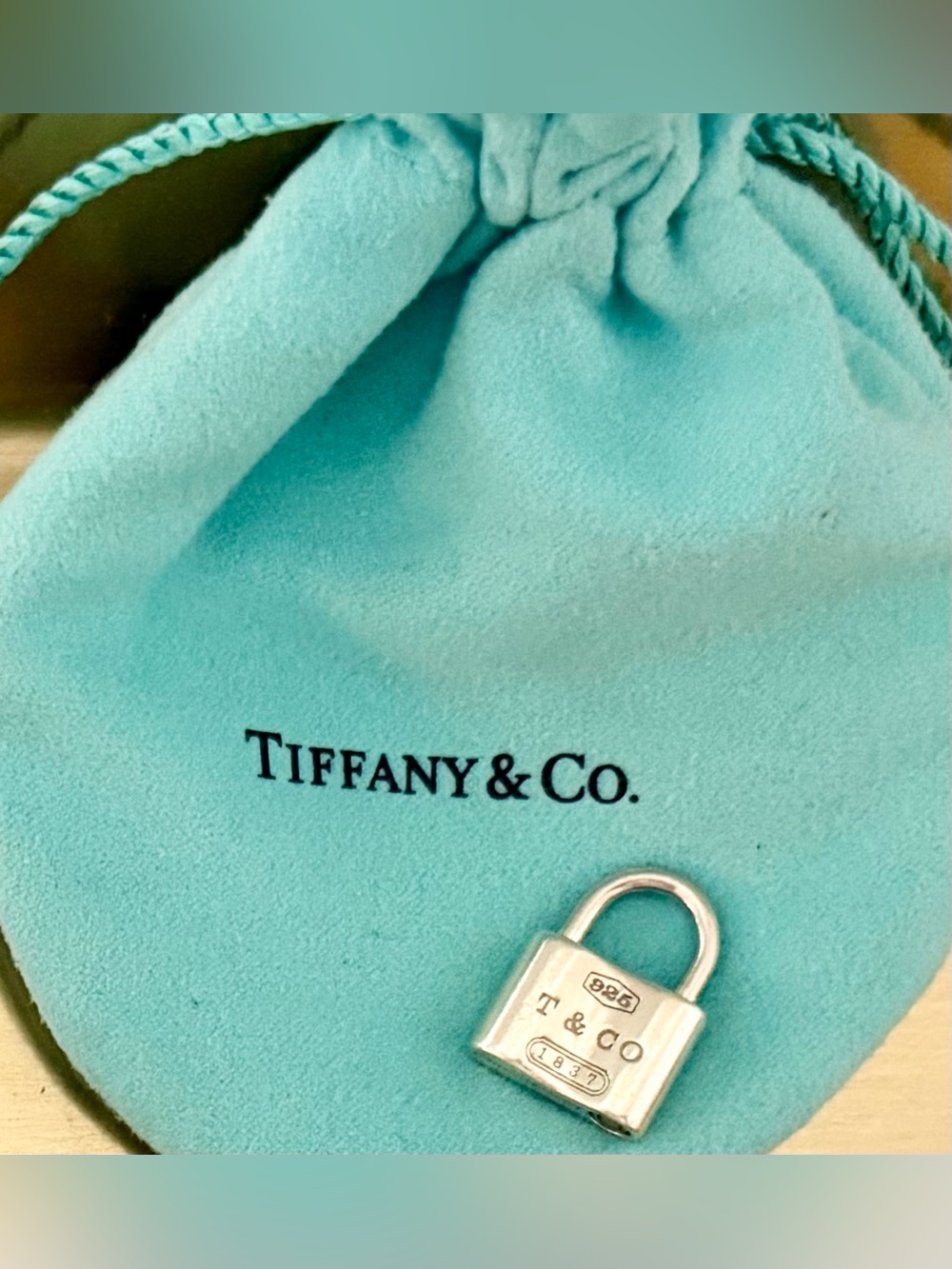 Tiffany & Co. Silver 1837 Padlock/Lock Charm Pendant, 15.5” Necklace & Pouch - Picture 5 of 9